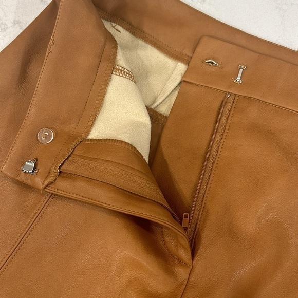 7 For All Mankind Faux Leather Wide Leg Cropped Pants Saddle Tan Size L - Picture 7 of 16
